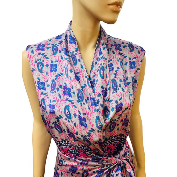 NWT Zara Paisley Printed Wrap Mini Dress Lapel Collar Sz L 100% Viscose - Picture 10 of 16